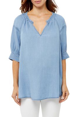A PEA IN THE POD Chambray Peasant Maternity Top