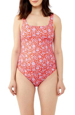 A PEA IN THE POD Floral One-Piece Maternity Swimsuit in Red Floral