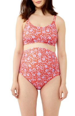 A PEA IN THE POD Floral Two-Piece Maternity Swimsuit in Red Floral