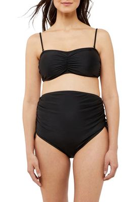 A PEA IN THE POD High Waist Two-Piece Maternity Swimsuit in Black