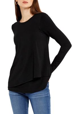 A PEA IN THE POD Long Sleeve Nursing T-Shirt in Black