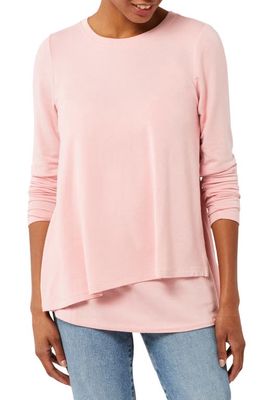 A PEA IN THE POD Long Sleeve Nursing T-Shirt in Blush