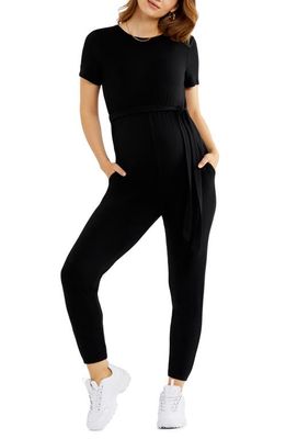 A PEA IN THE POD Luxessentials Reversible Maternity Jumpsuit in Black