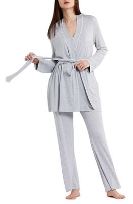 A PEA IN THE POD Maternity/Nursing Robe & Pajamas in Heather Gray