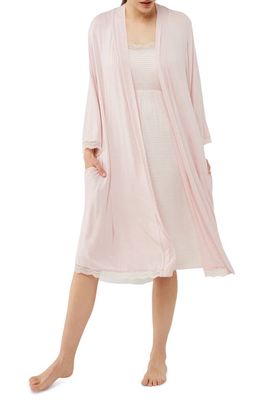 A PEA IN THE POD Nightgown & Robe Maternity/Nursing Set in Pink White Stripe