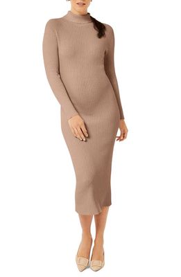 A PEA IN THE POD Pietro Brunelli Long Sleeve Rib Maternity Sweater Dress in Cuban Sand