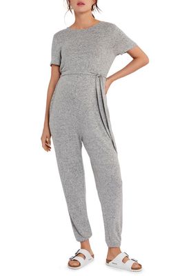 A PEA IN THE POD Reversible Hacci Maternity Jumpsuit in Grey
