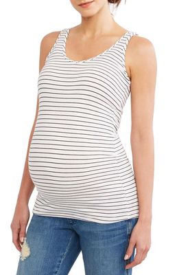 A PEA IN THE POD Ribbed Maternity Tank Top in Black White Stripe