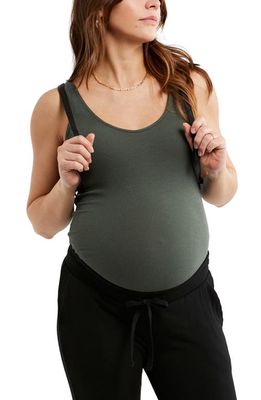 A PEA IN THE POD Ribbed Maternity Tank Top in Thyme