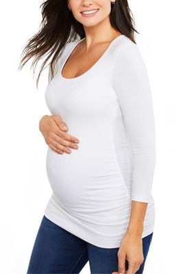 A PEA IN THE POD Ruched Maternity Top in White