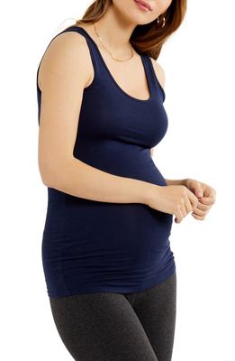 A PEA IN THE POD Scoop Neck Maternity/Postpartum Tank Top in Navy