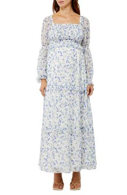A PEA IN THE POD Smocked Floral Maternity Dress in White Floral