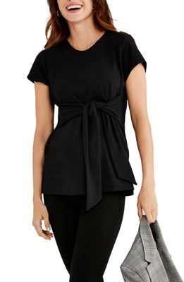 A PEA IN THE POD Tie Front Maternity Top in Black