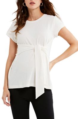 A PEA IN THE POD Tie Front Maternity Top in White