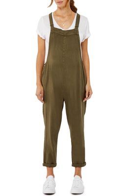 A PEA IN THE POD Twill Maternity Overalls in Olive