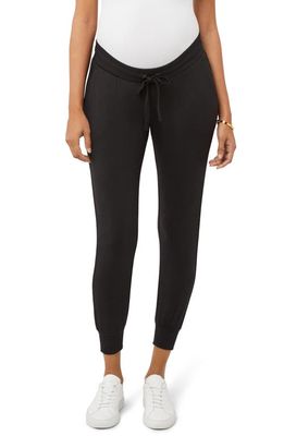 A PEA IN THE POD Underbelly French Terry Maternity Joggers in Black