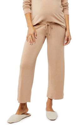 A PEA IN THE POD Wide Leg Maternity Lounge Pants in Warm Taupe