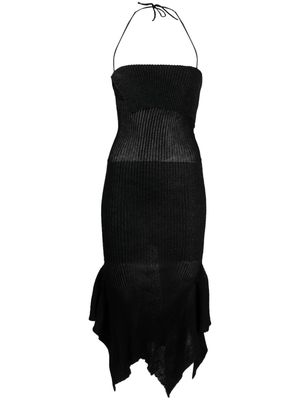 A. ROEGE HOVE asymmetric halterneck pleated dress - Black