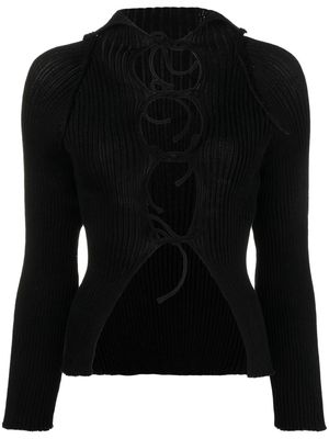 A. ROEGE HOVE Emma lace-up cardigan - Black
