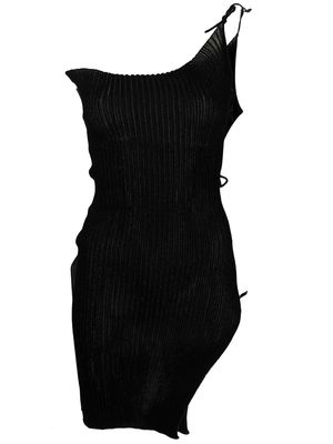 A. ROEGE HOVE Emma ribbed-knit asymmetric midi dress - Black