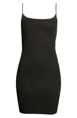 A. Roege Hove Emma Semisheer Rib Slip Dress in Black