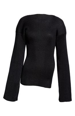 A. Roege Hove Emma Side Slit Cotton Blend Rib Sweater in Black