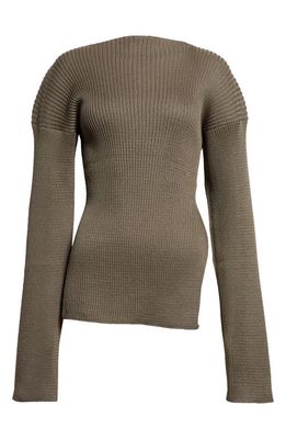 A. Roege Hove Emma Side Slit Cotton Blend Rib Sweater in Taupe