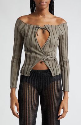 A. Roege Hove Katrine Cotton & Nylon Wrap Cardigan in Taupe