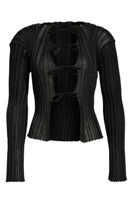 A. Roege Hove Katrine Reversible Ribbed Cotton Blend Cardigan in Black