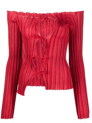 A. ROEGE HOVE off-shoulder ribbed knitted top - Red