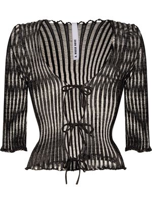 A. ROEGE HOVE Patricia lace-up cardigan - Black