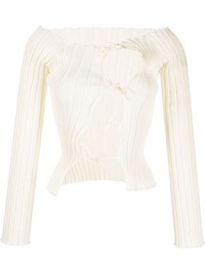 A. ROEGE HOVE ribbed off-shoulder knitted top - Neutrals