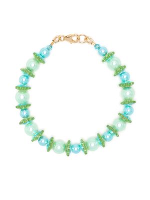 A Sinner in Pearls flower bead glass pearl bracelet - Green