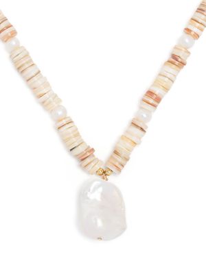 A Sinner in Pearls shell bead pearl pendant necklace - Brown