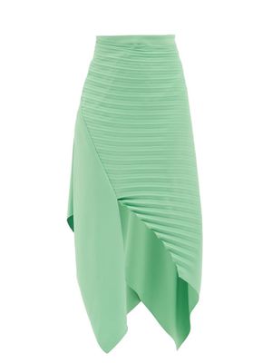A.w.a.k.e. Mode - Asymetric Pleated-crepe Midi Skirt - Womens - Green