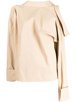A.W.A.K.E. Mode asymmetric cut-out blouse - Brown