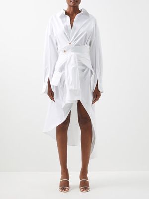 A.w.a.k.e. Mode - Asymmetric Deconstructed Cotton-blend Shirt Dress - Womens - White