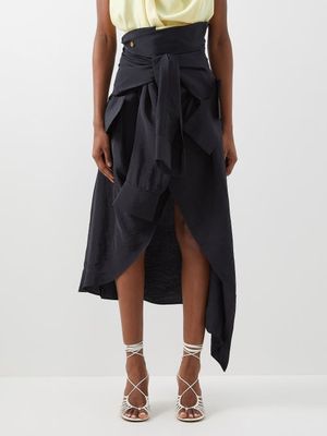 A.w.a.k.e. Mode - Asymmetric Deconstructed Midi Skirt - Womens - Black