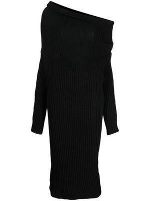 A.W.A.K.E. Mode asymmetric wool-blend midi dress - Black