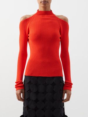 A.w.a.k.e. Mode - Cutout-back Ribbed Jersey Top - Womens - Red