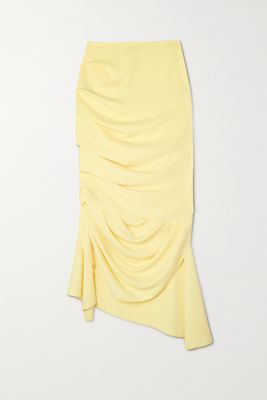 A.W.A.K.E. MODE - Draped Ruched Jersey Maxi Skirt - Yellow