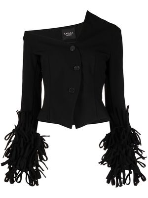 A.W.A.K.E. Mode fringed-cuff asymmetric jacket - Black
