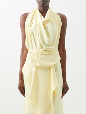 A.w.a.k.e. Mode - Halterneck Backless Crepe Top - Womens - Yellow