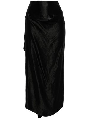 A.W.A.K.E. Mode high-waisted satin midi skirt - Black