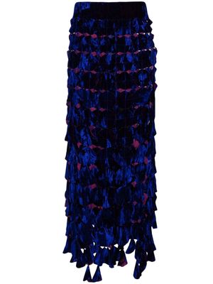 A.W.A.K.E. Mode laser-cut velvet disc maxi skirt - Blue