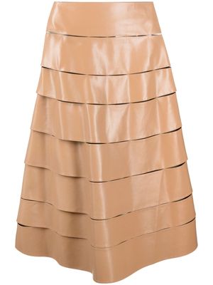 A.W.A.K.E. Mode multi-strap faux-leather A-line skirt - Neutrals