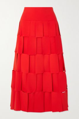 A.W.A.K.E. MODE - Paneled Crepe Midi Skirt - Red