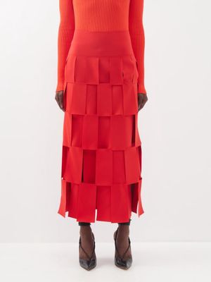 A.w.a.k.e. Mode - Panelled Crepe Midi Skirt - Womens - Red