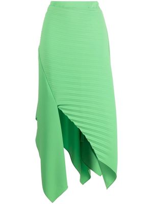 A.W.A.K.E. Mode pleated asymmetric midi skirt - Green