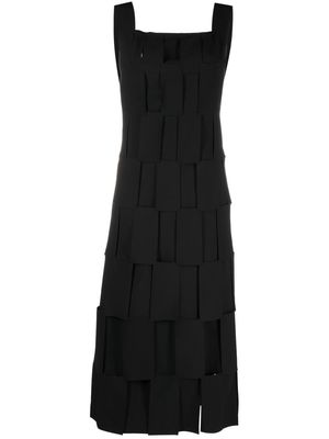 A.W.A.K.E. Mode rectangle detail square neck midi dress - BLACK